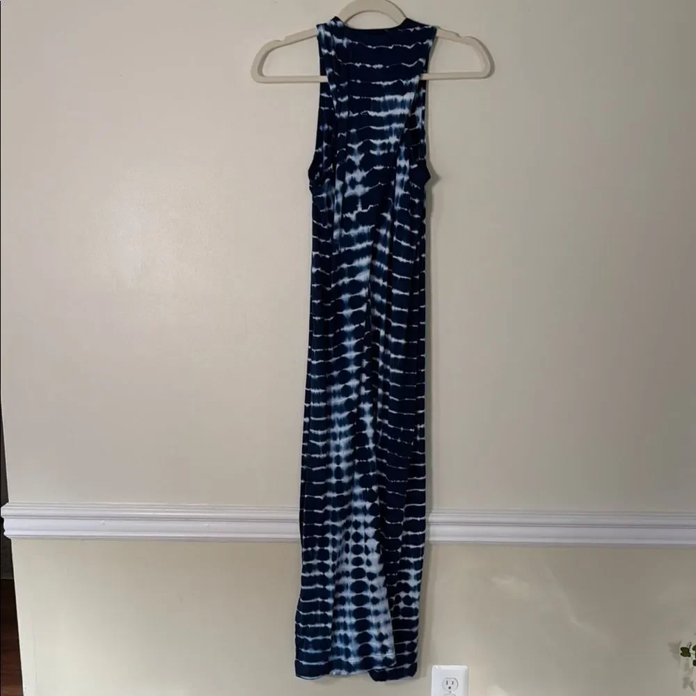 Lord & Taylor Navy and‎ White Tie-Dye maxi dress sleeveless